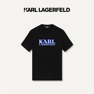 Karl Lagerfeld卡尔拉格斐轻奢老佛爷男装 2024夏款logo印花T恤老佛爷男241N1714 黑色 48
