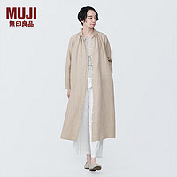 MUJI 無印良品 无印良品（MUJI） 女式 麻 水洗 长袖衬衫连衣裙 女装裙子夏季汉麻衬衫裙BC2JKA4S 淡黄色 M  160/84A