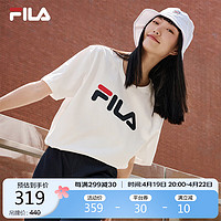 FILA 斐乐 官方情侣短袖T恤2024夏季经典LOGO圆领纯棉宽松上衣