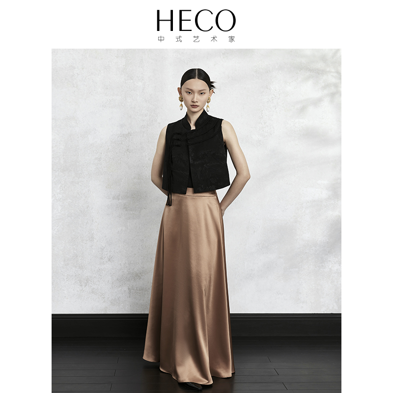 HECO【抚风】新中式国风优雅高级感垂坠感醋酸缎面高腰半身裙女春