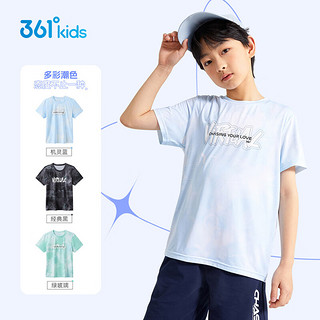 361°儿童童装男童短袖针织衫2024年夏季休闲T恤中大童儿童上衣 机灵蓝 130cm