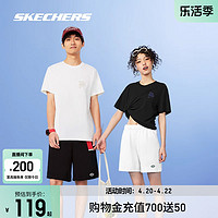 SKECHERS 斯凯奇 白色短袖短裤男女同款2024年新品情侣运动速干T恤