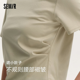 森马（Semir）森柔棉短袖T恤女短款小心机显瘦2024夏纯棉上衣 沙卡50438 170/92A/XL