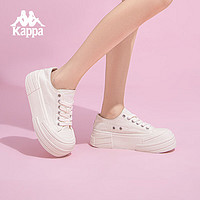 KAPPA卡帕女鞋厚底帆布鞋子女2024春季增高运动休闲鞋软底百搭板鞋 经典白 40