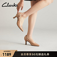 Clarks其乐卡塔系列女鞋24夏季镂空尖头凉鞋时尚单鞋高跟鞋女 卡其色 261712304 40
