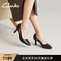 Clarks其乐卡塔系列女鞋24夏季镂空尖头凉鞋时尚单鞋高跟鞋女 黑色 261712314 38