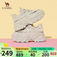 骆驼（CAMEL）老爹鞋女潮酷拼接花式绑带增高厚底休闲鞋 L24S208633 米色 39