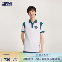 TOMMY JEANS24春季男装美式复古刺绣撞色运动合身短袖POLO衫18919 白色YBR S