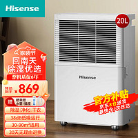 Hisense 海信 除湿机大面积90平抽湿机 别墅吸湿器 地下室工业去湿防潮除湿器 20L/天 （适用30-90平）