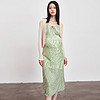 SELLYNEAR 春装2024高级感套装时尚丝绒烧花吊带裙两件套 青橄榄绿 L