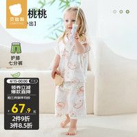 贝肽斯睡衣儿童夏季薄款儿童家居服套装男孩宝宝短袖冰丝家居服 元气桃桃【吸湿快干】 80cm-【可开档】