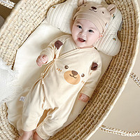 优奇 婴儿连体衣春秋长袖纯棉蝴蝶衣服秋装新生儿0-3个月和尚服秋季