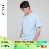 GUESS24年夏季男士纯色简约款式百搭纯棉短袖T恤-X4PI13K2Q40 G7AK-蓝色 2XL