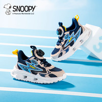 SNOOPY史努比童鞋儿童运动鞋夏季单网跑鞋男女童旋钮透气鞋3834深蓝米38 38码适合脚长23.0-23.5cm