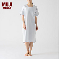 MUJI 無印良品 无印良品MUJI 女式 凉感天竺织 短袖家居睡裙 女夏季 FD13CC4S 烟熏蓝色 S-M（160/84A）