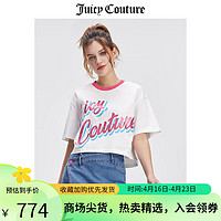 JUICY COUTURE橘滋T恤女2024夏季美式休闲印花宽松短款圆领上衣棉 白色-S XS
