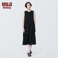 MUJI 無印良品 无印良品 MUJI 女式 强捻 无袖连衣裙 女装裙子夏季 纯棉全棉 BC2JNC4S 黑色 XL (165/92A)