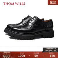 THOM WILLS增高皮鞋男布洛克厚底休闲圆头真皮大头德比鞋男款秋冬 黑色D2131 7.5 /41码