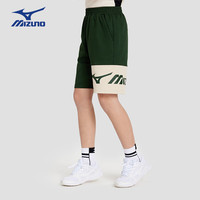 美津浓(MIZUNO)儿童夏季纯棉运动裤男女童针织弹力五分裤短裤透气DK3129 军绿色 165CM(100-115斤)