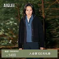 AIGLE 艾高 20保暖时尚耐穿全按扣抓绒衣外套女 黑色 AO218 36(160/84A)
