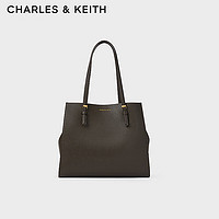 CHARLES&KEITH24夏简约通勤大容量手提托特包女CK2-30782357 Dark Moss深苔绿色 XL