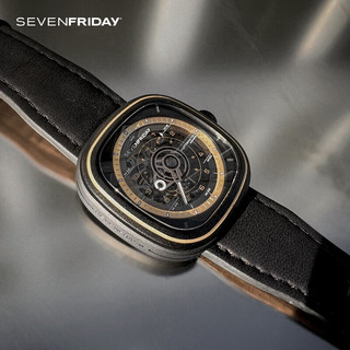SEVENFRIDAY七个星期五 T系列复古方形镂空表盘 自动机械防水瑞士男表 T2/06