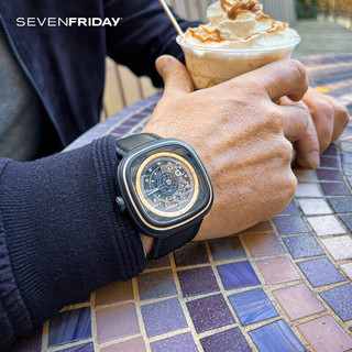 SEVENFRIDAY七个星期五 T系列复古方形镂空表盘 自动机械防水瑞士男表 T2/06