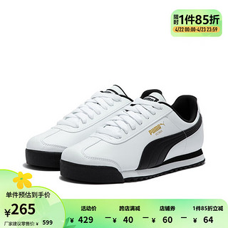 PUMA 彪马 官方 T字头男女同款情侣德训鞋休闲鞋ROMA BASIC353572 白色-黑色-04 37