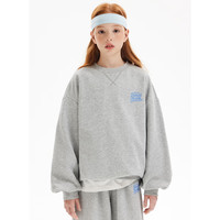 ELLE KIDS童装 法式经典卫衣卫裤套装男女童春季休闲运动两件套 灰色 110/120