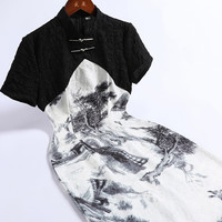 戚薇改良新中式旗袍女夏季2024年轻款少女小个子短款连衣裙 花色 S