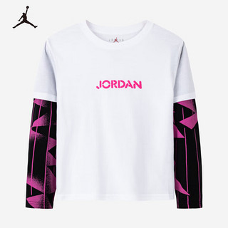 NIKE 耐克 童装长袖T恤春秋JORDAN男女童运动打底衫 纯白色 140