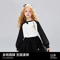 Mini Peace MiniPeace太平鸟童装春新女童长袖T恤F2CPE1B39 黑色 140cm
