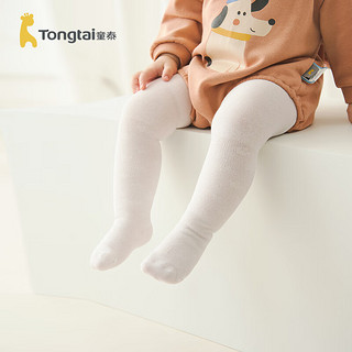 童泰（TONGTAI）婴儿连裤袜春秋薄款宝宝白色长筒棉袜子儿童女童灰色打底裤 本白 1-2岁