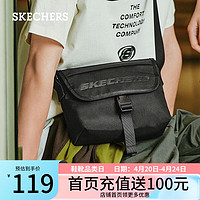 斯凯奇（Skechers）刘宇同款男女同款单肩斜挎包大容量通勤背包L124U067 碳黑/0018 均码