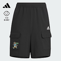 adidas PEMSLOU联名速干宽松舒适梭织短裤男大童夏阿迪达斯轻运动 黑色 152CM