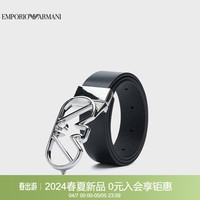 阿玛尼EMPORIO ARMANI24春季EA女士镂空鹰标时尚扳扣腰带 81386黑色 85