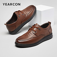 YEARCON 意尔康 男鞋2023春季新款低帮真皮男士商务休闲皮鞋英伦风单鞋男式