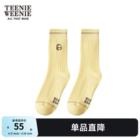 Teenie Weenie小熊2024女士袜子撞色花朵刺绣中筒袜舒适长袜子 黄色 FRE