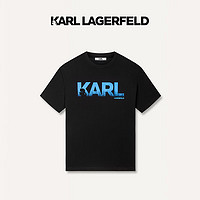 Karl Lagerfeld卡尔拉格斐轻奢老佛爷男装 24夏款logo经典印花短袖T恤 黑色 48