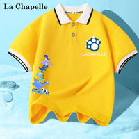 LA CHAPELLE MINI拉夏贝尔男童短袖polo衫半袖男孩夏季T恤男中大童运动衣服 PAB90508X-11572E黄 130cm