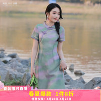 烟花燙小个子改良旗袍裙2024春夏复古国风新中式连衣裙JY 醉兮 绿色 S