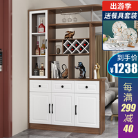 凯帝格(CADEFE) 玄关柜客厅隔断柜进门入户门厅柜酒柜装饰柜一体间厅柜双面屏风 白色+胡桃色1.21米