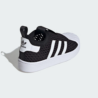 adidas SUPERSTAR 360一脚蹬贝壳头运动板鞋男小童阿迪达斯三叶草 黑色/白/金 33.5码