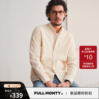 FULL MONTY【泡泡纱】蓝白条纹衬衫男士休闲长袖衬衣外套宽松上衣2024年春季 黄色2793 M