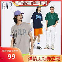 Gap 盖璞 男装2024春夏撞色LOGO简约基础款圆领纯棉短袖T恤465796