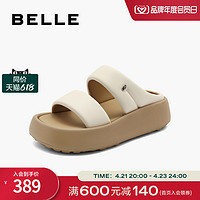 BeLLE 百丽 厚底可外穿拖鞋女2024夏季新款鞋子一字式沙滩凉拖B1841BT4