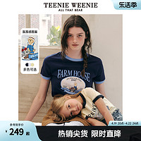 TEENIE WEENIE TeenieWeenie小熊女装2024春夏新款时髦撞色圆领短袖T恤印花上衣