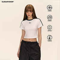 CLIMAX VISION 凉感冰皮纯棉复古条纹短款紧身短袖美式辣妹显瘦T恤
