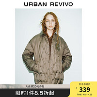 URBAN REVIVO UR2023秋冬新款女装时尚设计感拼接保暖百搭宽松羽绒服UWV130006 深棕色 L