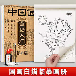 金枝叶 中国画白描入门临摹画册画本底稿控笔山水画线稿工笔画画稿花鸟初学者套装宣纸卡纸水墨毛笔书法练习成人训练